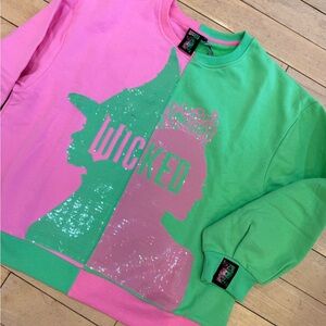 QUEEN OF SPARKLES Pink and Green Wicked Sweatshirt